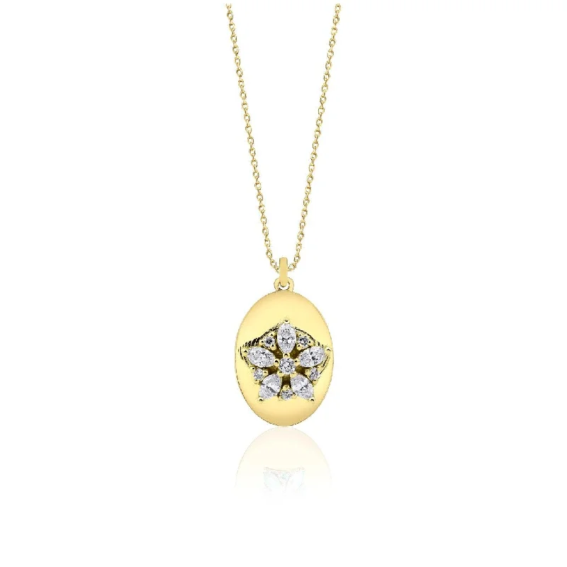 Ladies necklaces layered styles-18ct Gold Fleur Necklace