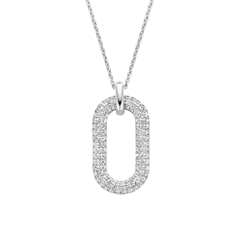 Ladies necklaces group styles-Ti Sento Silver Cubic Zirconia Necklace