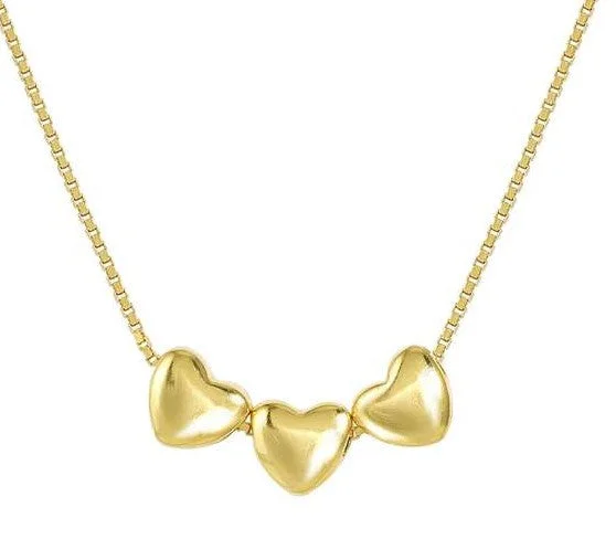 Ladies necklaces celebrity looks-Nomination Gold Vermeil Cubic Zirconia 3 Heart Necklace