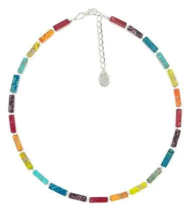 Ladies necklaces ethnic vibes-Carrie Elspeth Rainbow Jasper Full Beaded Necklace