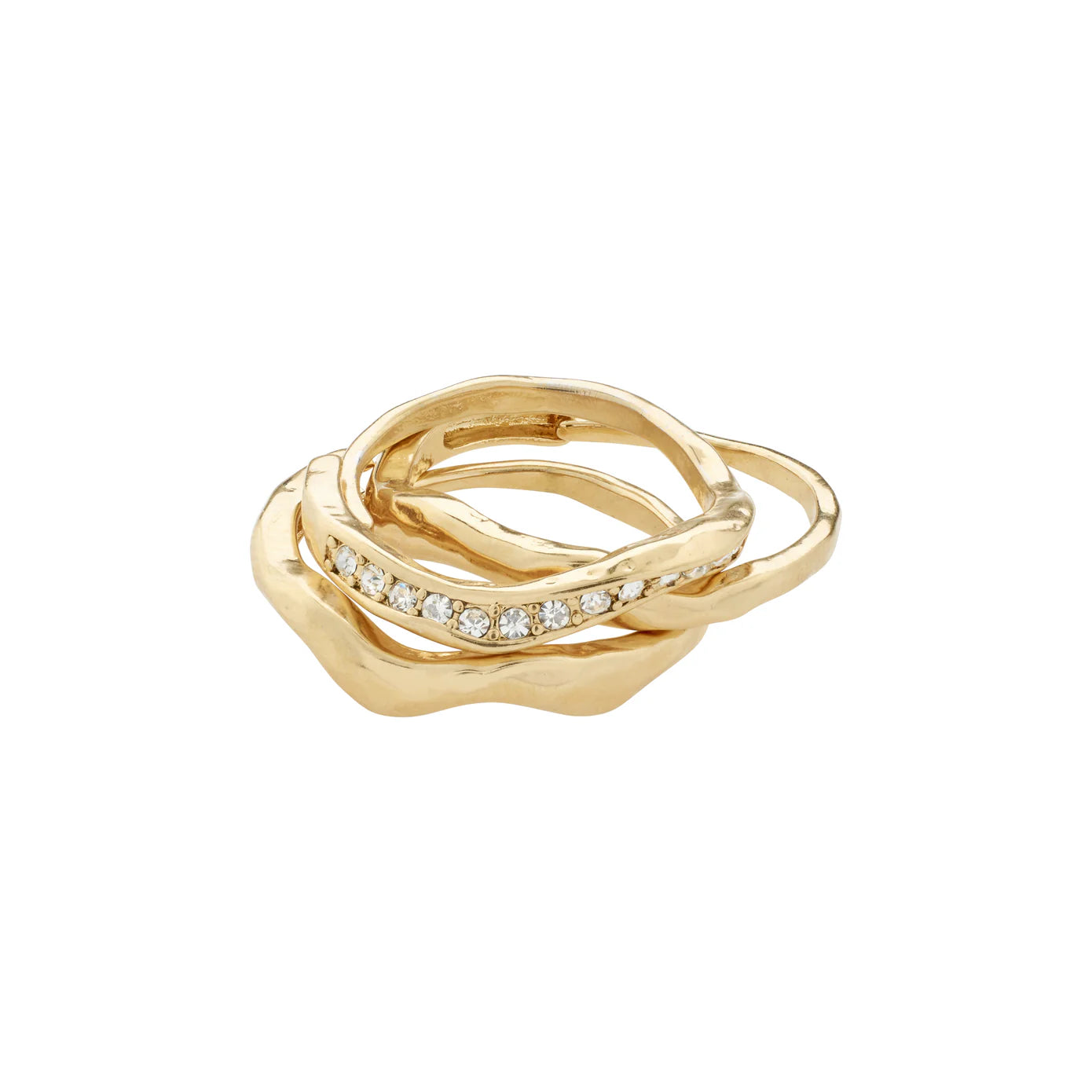 Ladies rings rose gold-True Gold Plated Crystal Ring Set