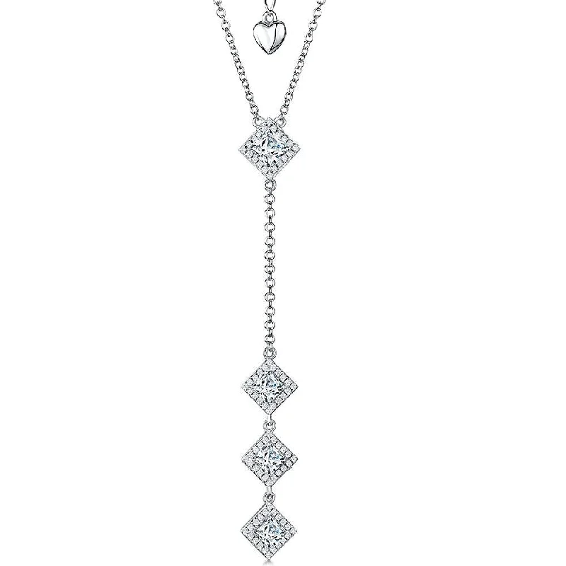 Ladies necklaces engagement surprises-Jools Sterling Silver Square Drop Necklace