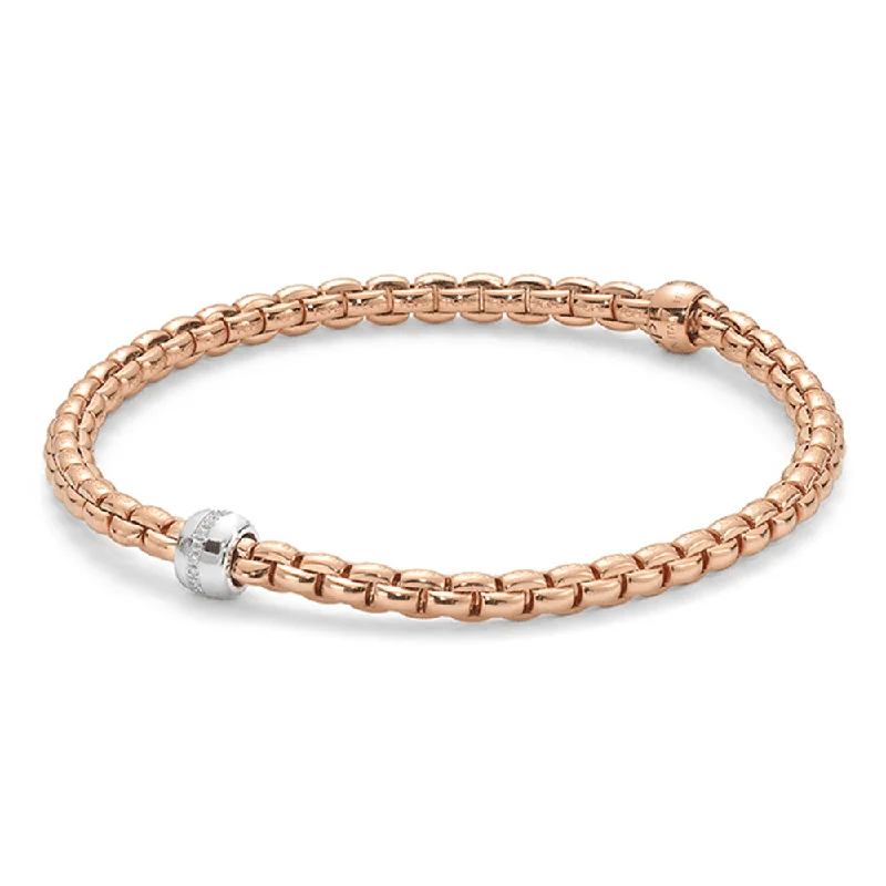 Ladies bracelets party glamour-Eka 18ct Rose Gold Bracelet with Diamond Set Rondel