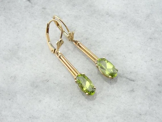 Ladies earrings trending designs-Peridot Drop Earrings in Antique Mountings