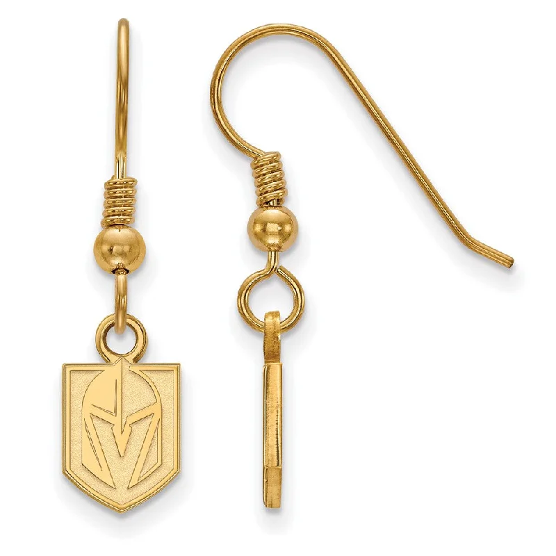 Ladies earrings memory keepsakes-SS 14k Yellow Gold Plated NHL Vegas Golden Knights XS Dangle Earrings