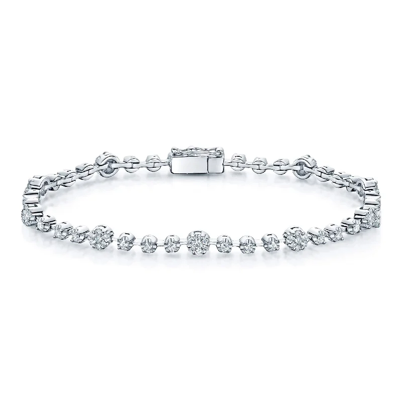 Ladies bracelets diamond accents-18ct White Gold Diamond Fancy Bracelet