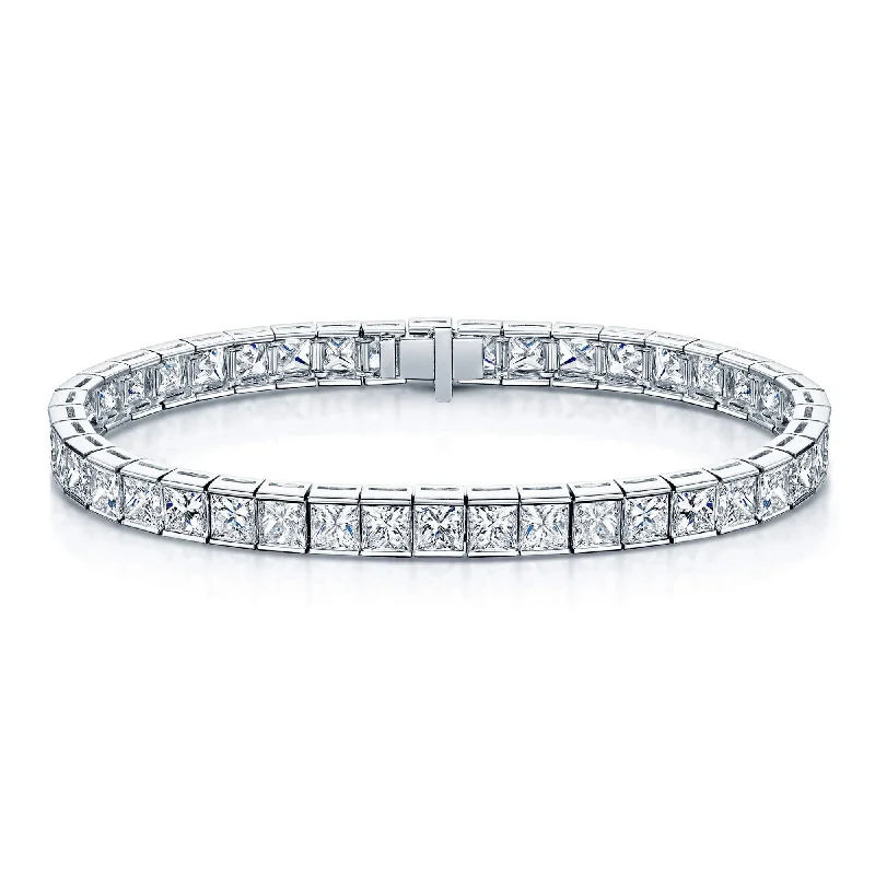 Ladies bracelets size options-Platinum Princess Cut Diamond Channel Set Tennis Bracelet