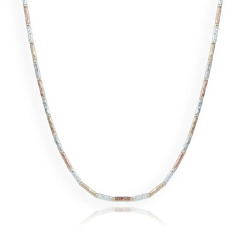 Ladies necklaces light luxury-Lavan 3-Tone Gold and Sterling Silver Necklace