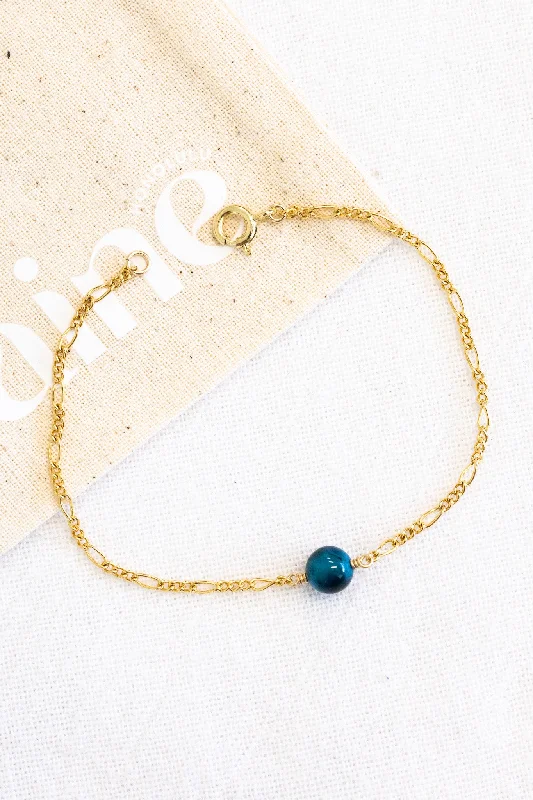 Ladies bracelets engraved details-Teal Tiger's Eye Bliss Bracelet