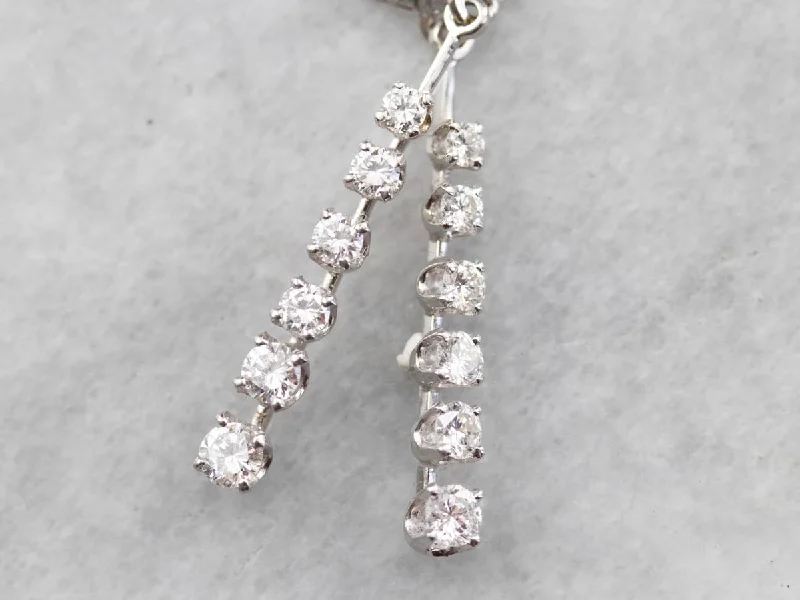 Ladies earrings titanium options-Graduated Diamond Drop Earrings