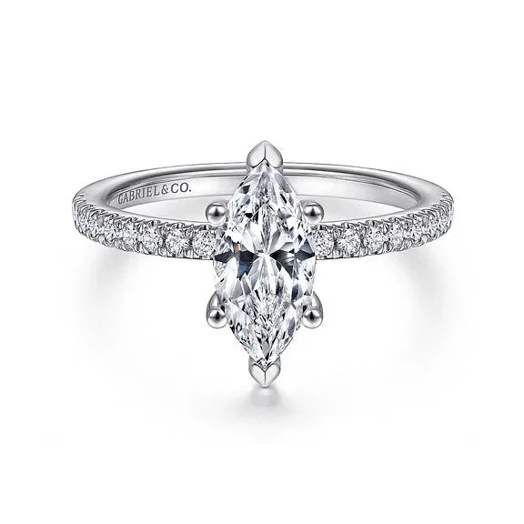 Ladies wedding rings bridal essentials-Ulani - 14K White Gold Marquise Diamond Engagement Ring (Setting Only)