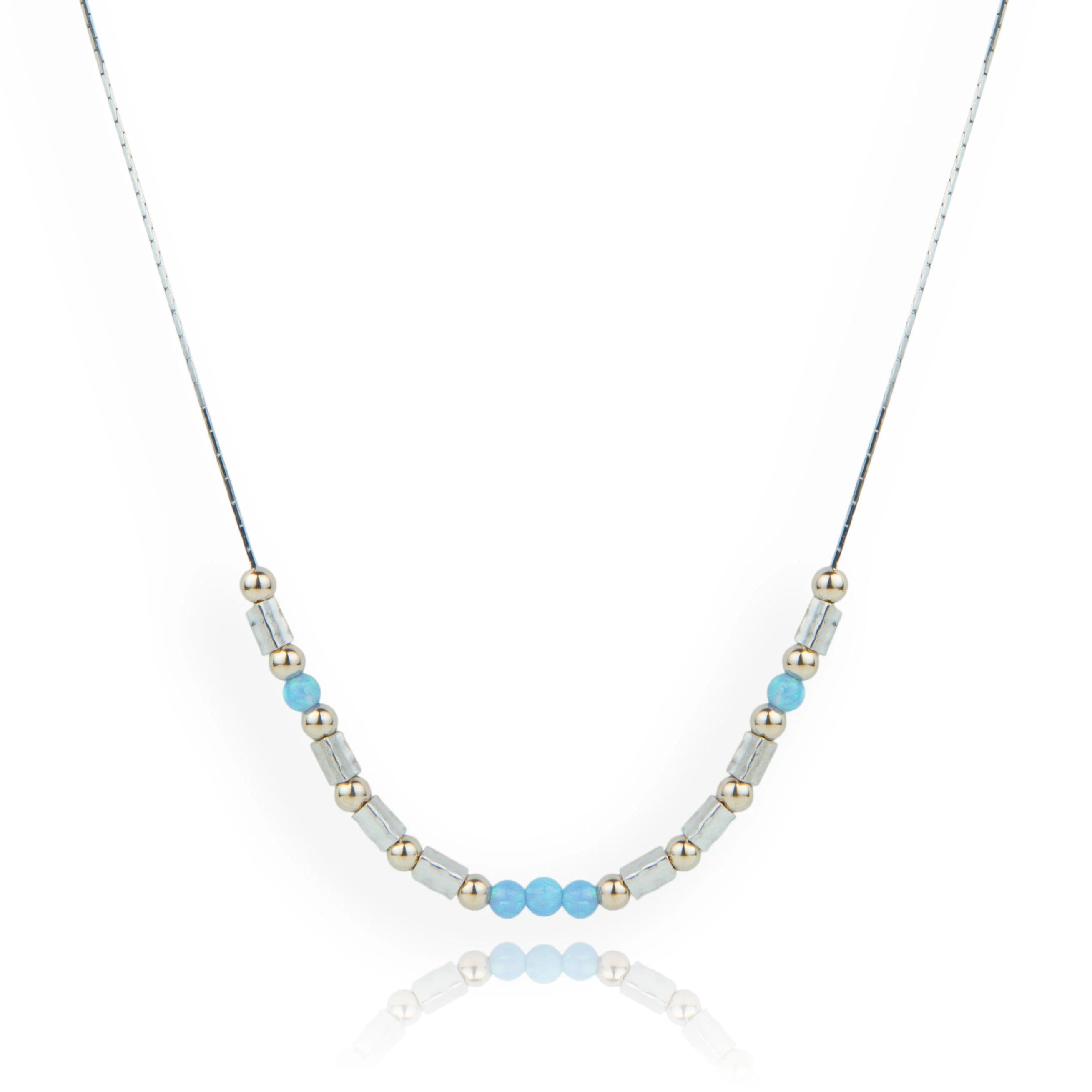 Ladies necklaces silver finishes-Lavan Gold and Silver Opal Necklace