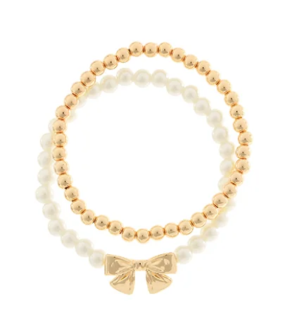 Ladies bracelets stacked styles-Bead & Pearl Bracelet Set