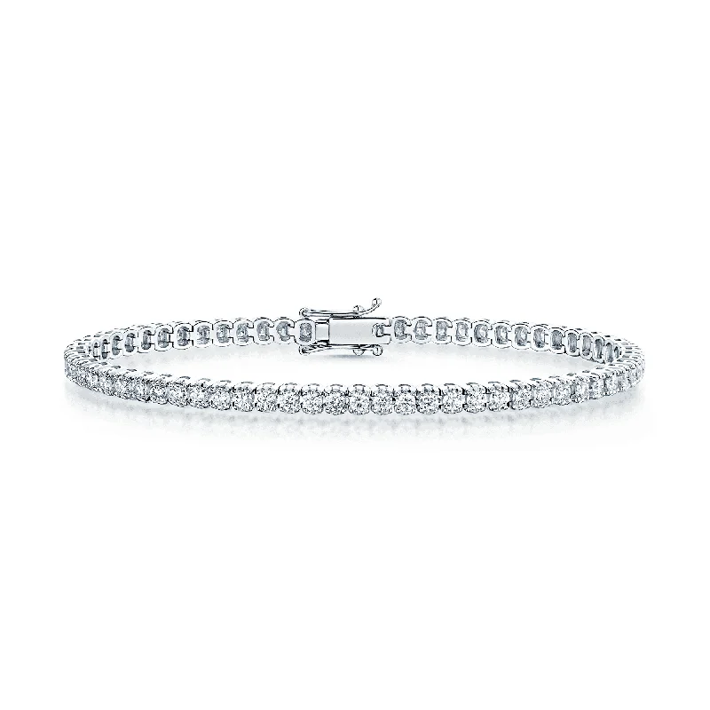 Ladies bracelets cute accents-18ct White Gold Claw Set Round Brilliant Cut Diamond Tennis Bracelet