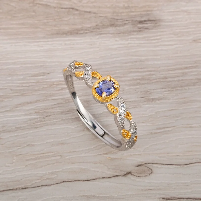 Ladies rings heart shapes-Natural Tanzanite Crystal Ring