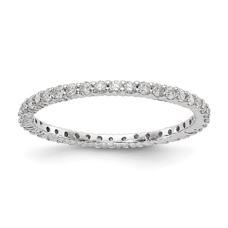 Ladies rings punk flair-1.5mm 14K White Gold 1/2 Ctw Lab-Created Diamond Eternity Band