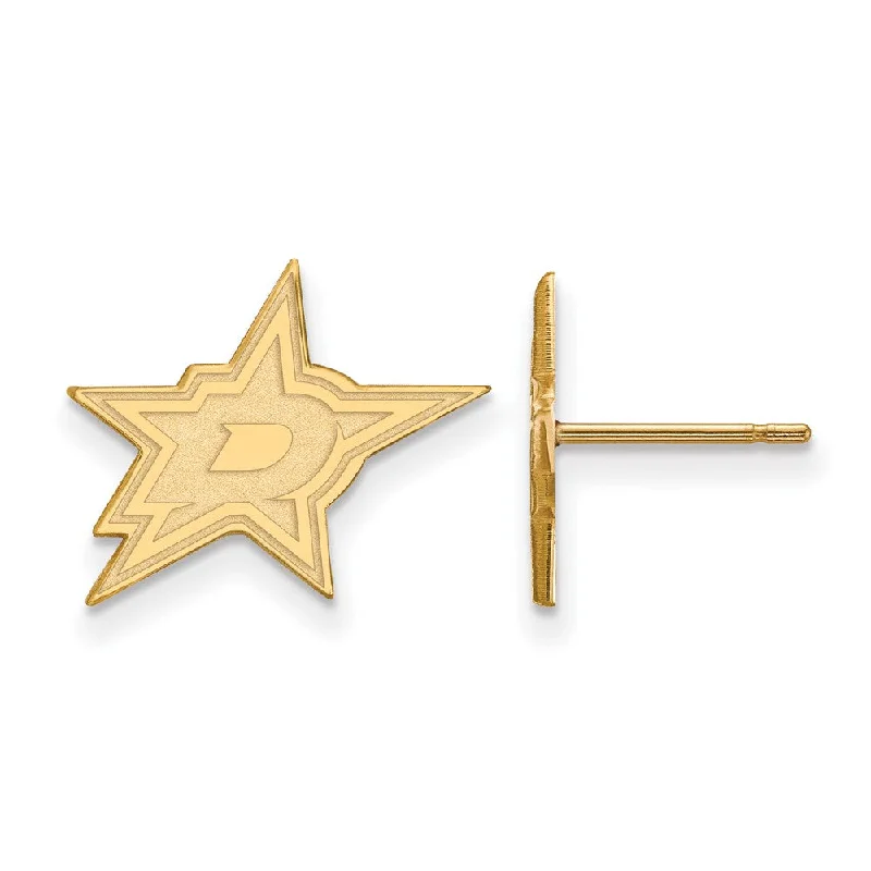 Ladies earrings age-appropriate-SS 14k Yellow Gold Plated NHL Dallas Stars Small Post Earrings