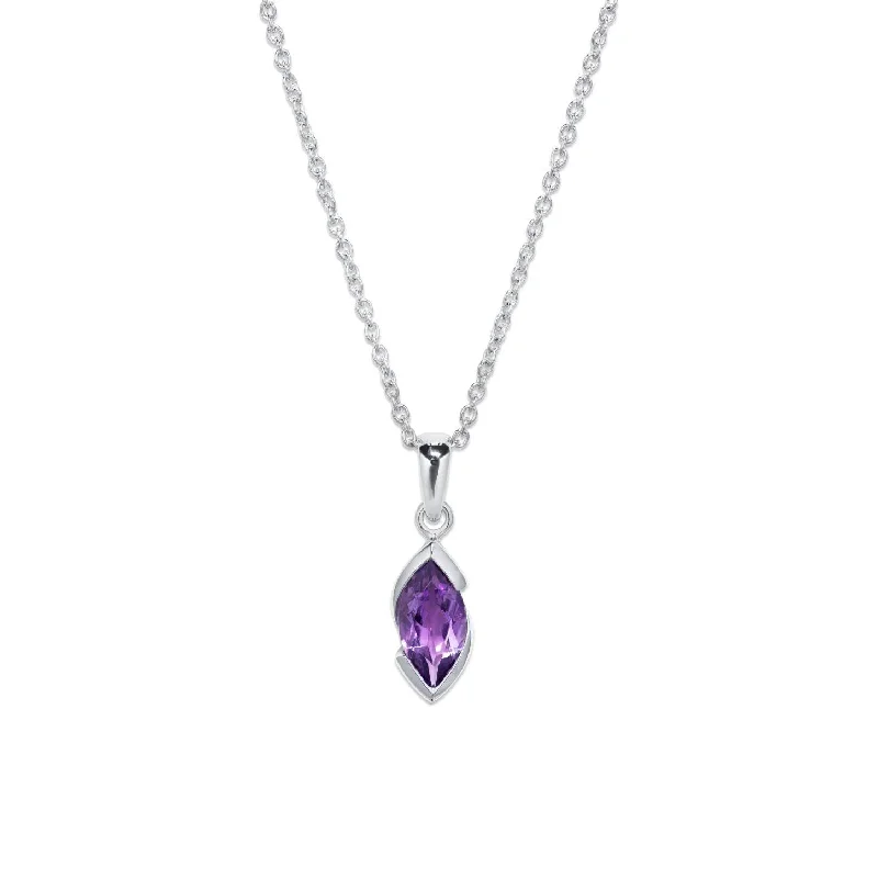 Ladies necklaces online buys-Unique & Co Marquis Amethyst Necklace