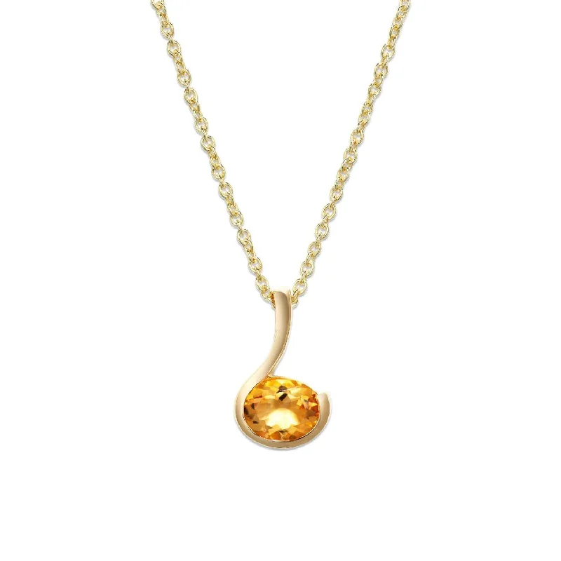 Ladies necklaces girlfriend treats-Unique & Co Gold Citrine Loop Necklace