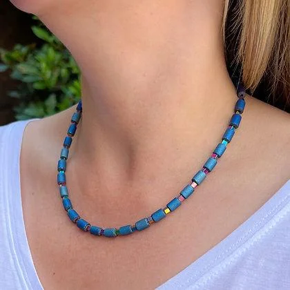 Ladies necklaces fashion trends-Carrie Elspeth Cobalt Lava Glimmer Full Necklace