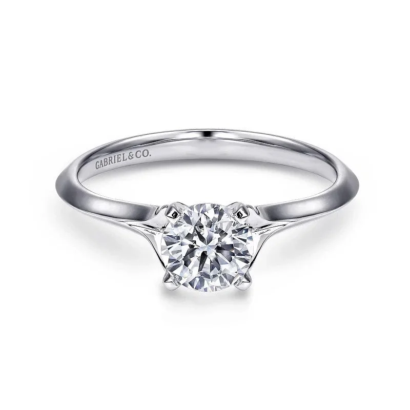 Ladies wedding rings platinum picks-Ellis - 14K White Gold Round Diamond Engagement Ring (Setting Only)