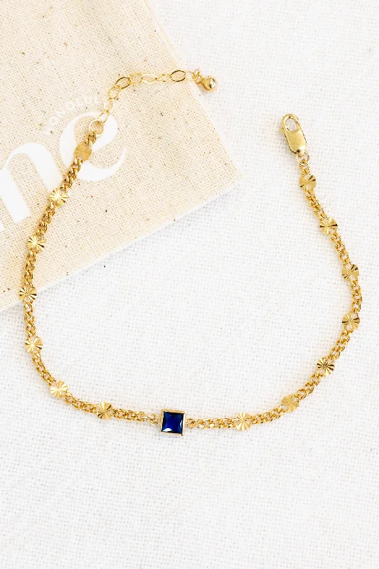 Ladies bracelets viral picks-Sapphire CZ Square Sunrise Bracelet