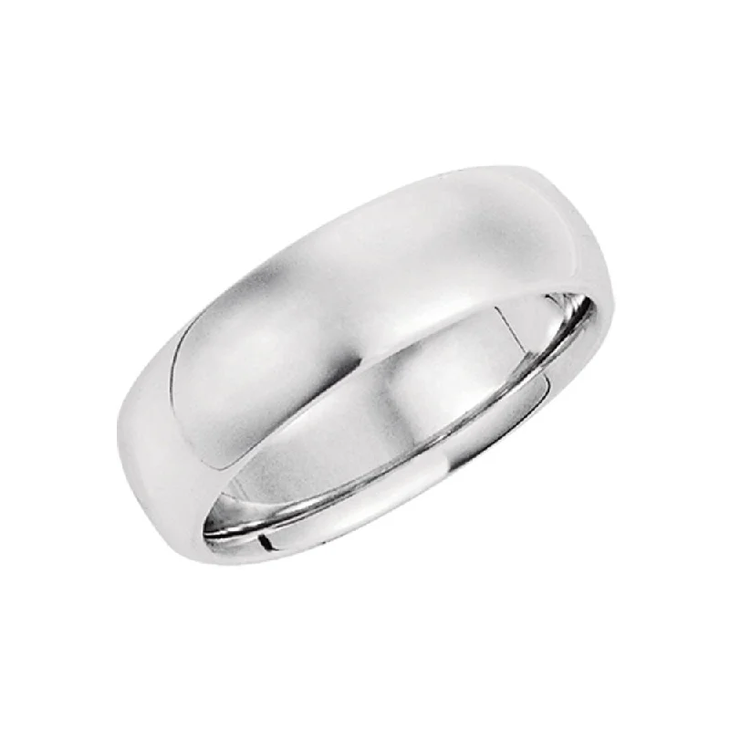 Ladies rings floral accents-7mm Domed Comfort Fit Wedding Band in Platinum