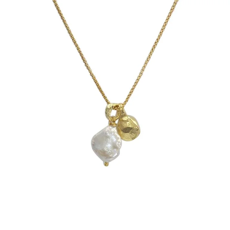 Ladies necklaces personalized-Gold Freshwater Pearl Pendant Necklace