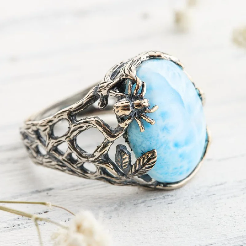 Ladies rings sapphire stones-Transmitting Larimar Crystal Ring