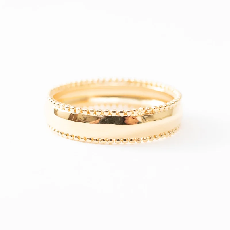 Ladies rings sapphire stones-Gold Vermeil Wide Milgrain Edge Band