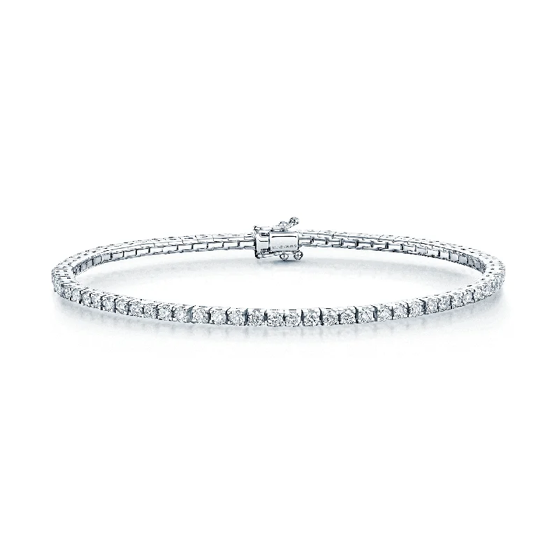 Ladies bracelets top brands-18ct White Gold Round Brilliant Cut Diamond Claw Set Tennis Bracelet