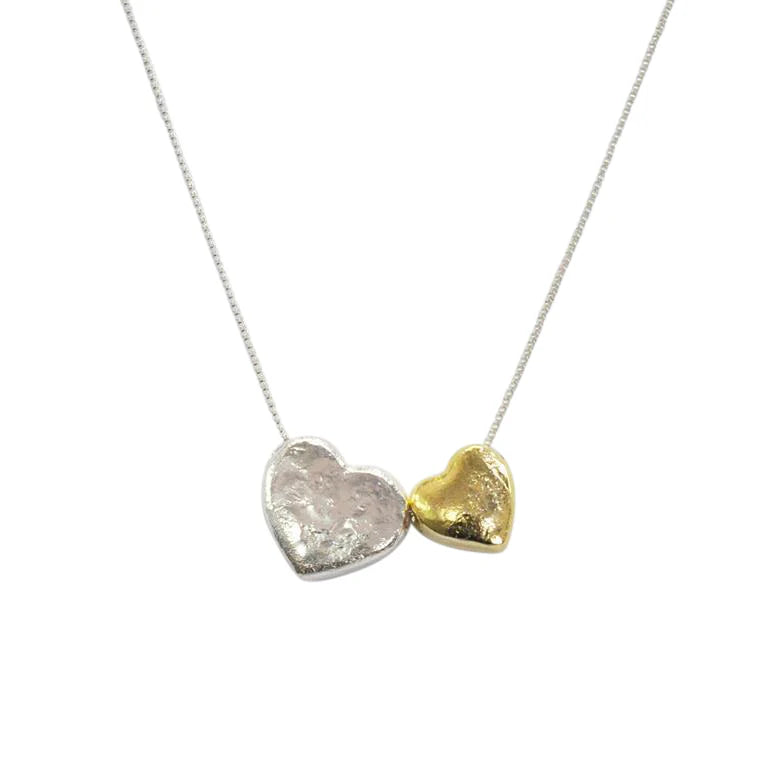 Ladies necklaces age-appropriate-Silver Gold Heart Pendant Necklace