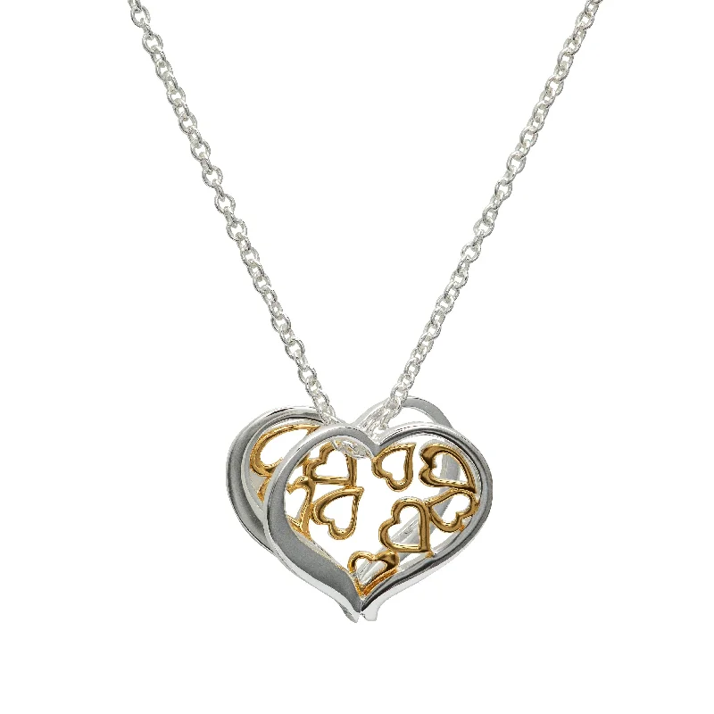 Ladies necklaces girlfriend treats-Unique & Co Hearts Necklace - 18ct Gold Vermeil