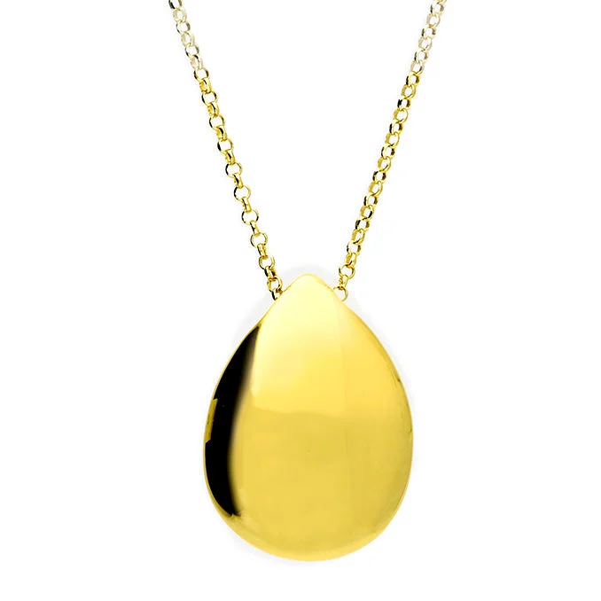 Ladies necklaces daily essentials-18ct Gold Plated Sterling Silver Teardrop Pendant Necklace