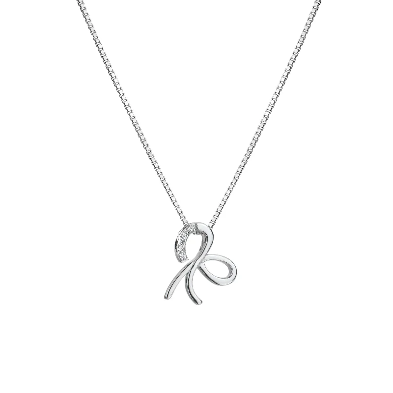 Ladies necklaces youthful flair-Hot Diamonds Sterling Silver Ribbon Pendant Necklace