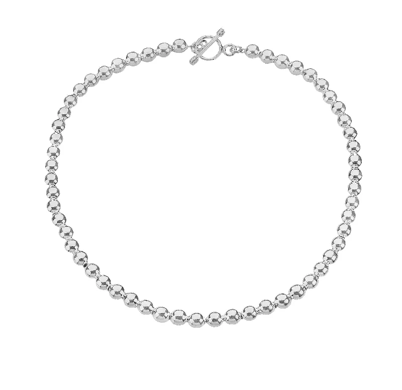 Ladies necklaces global brands-8mm Sterling Silver Beads Necklace