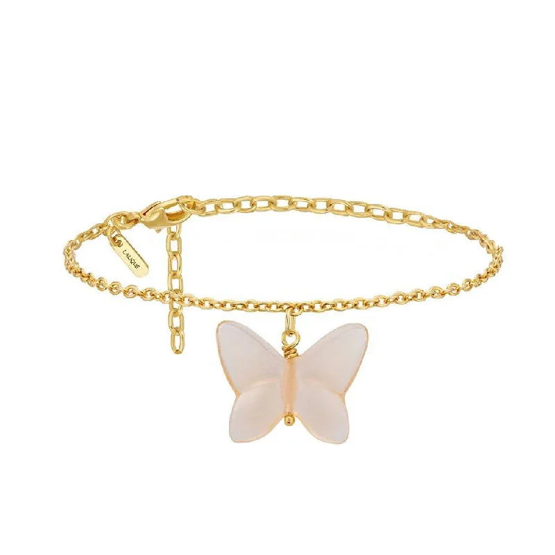 Ladies bracelets e-commerce finds-Papillon Yellow Gold-Plated & Peach Crystal Bracelet