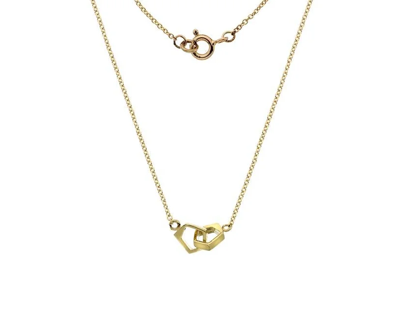 Ladies necklaces star accents-9ct Yellow or Rose Gold Double Pentagon Necklace