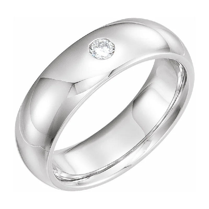 Ladies rings holiday gifts-6mm 14k White Gold 1/10 CT Diamond Half Round Comfort Fit Band