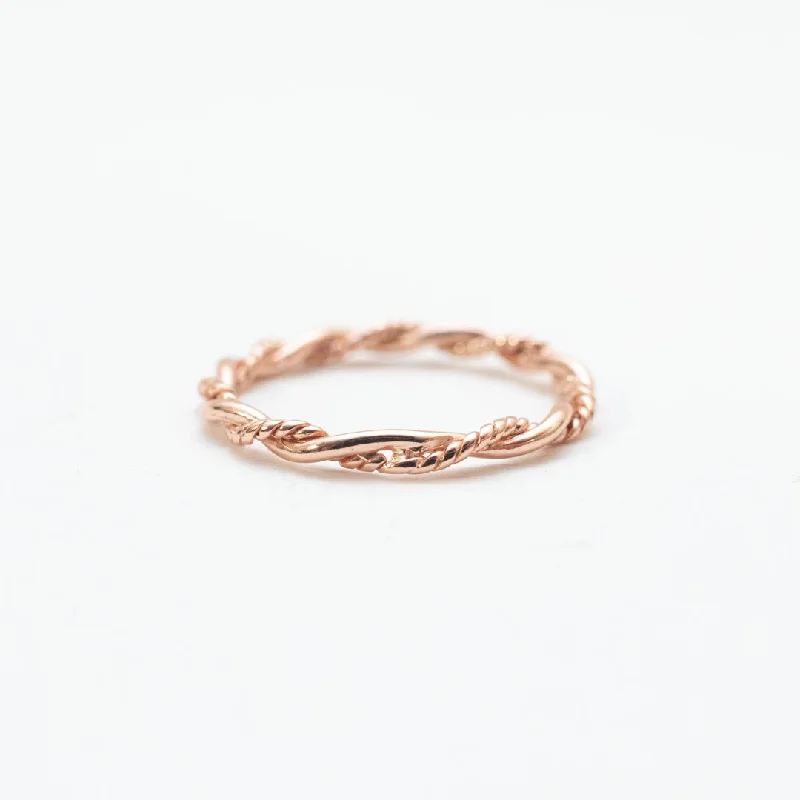 Ladies rings engraved names-Rose Gold Plated Double Twisted Ring