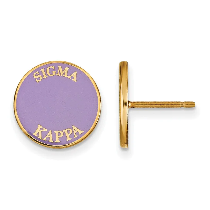 Ladies earrings white gold-14K Plated Silver Sigma Kappa Enamel Disc Post Earrings