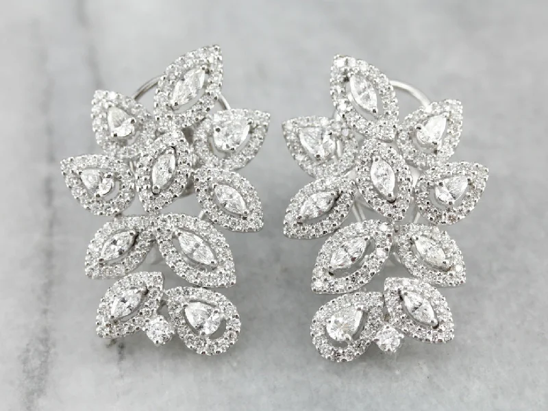 Ladies earrings Christmas designs-Vintage Diamond Cocktail Earrings