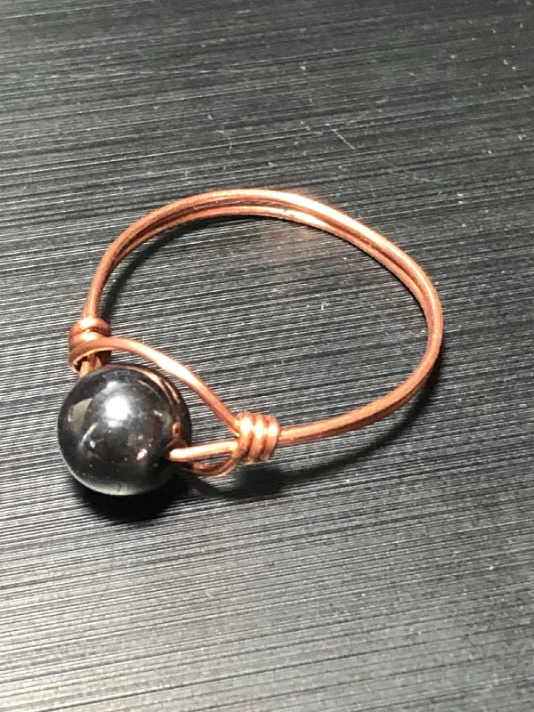 Ladies rings youthful designs-Hematite Copper Bead Ring