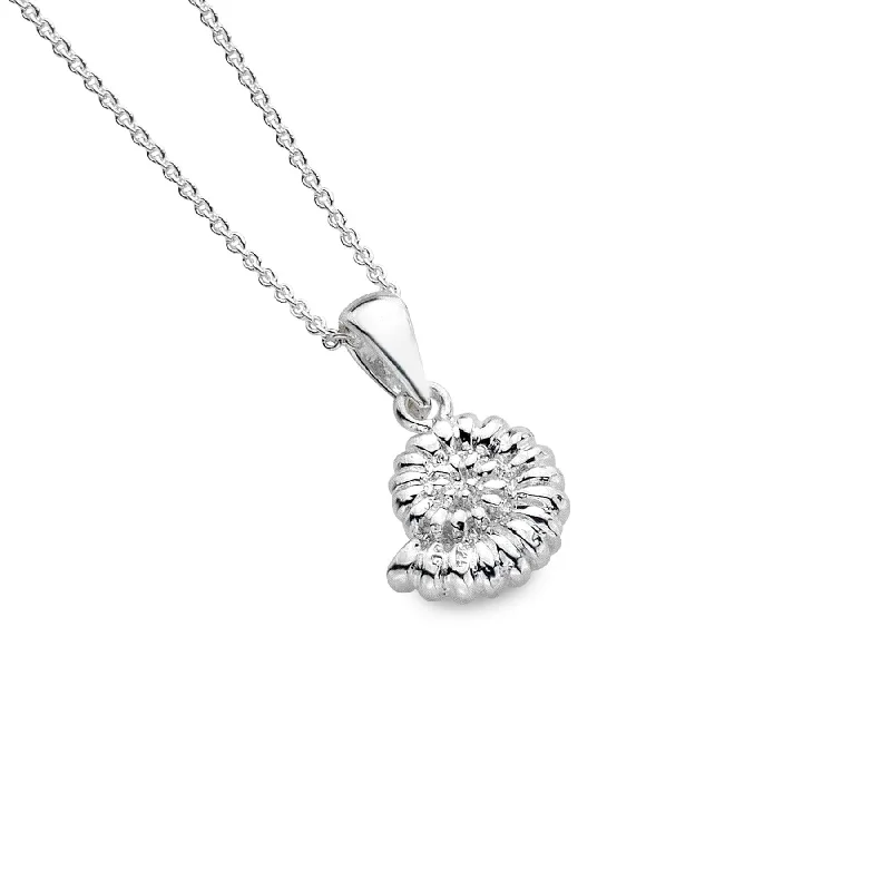 Ladies necklaces collectible pieces-Sea Gems Silver Ammonite Fossil Shell Necklace