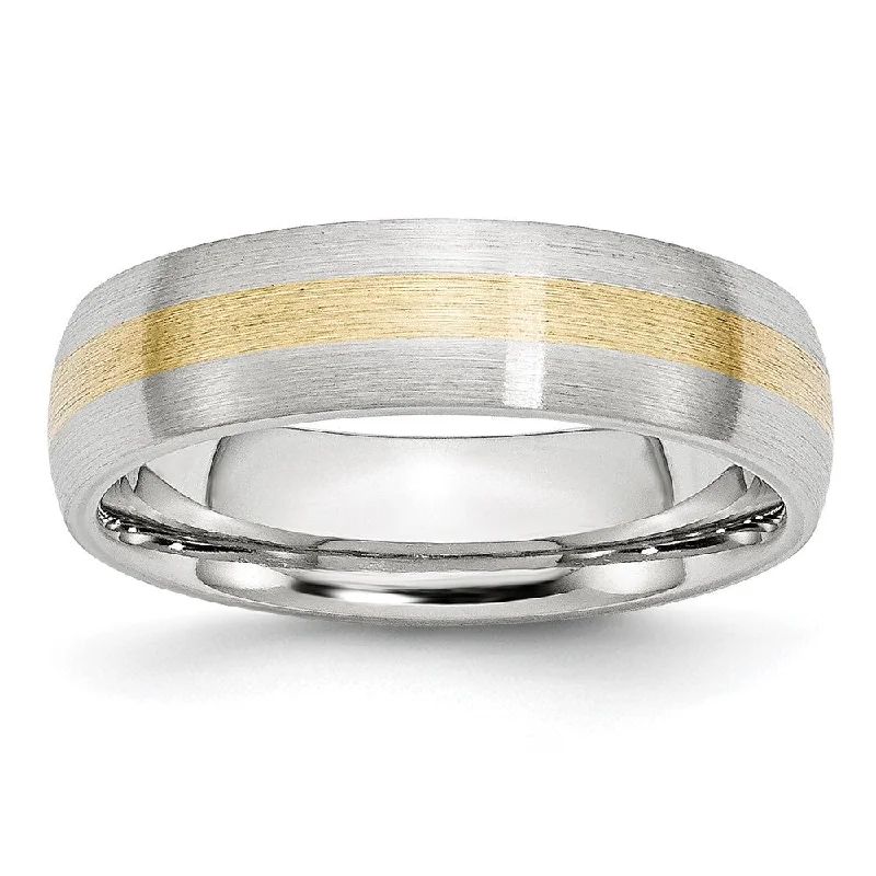 Ladies rings boho vibes-6mm Cobalt & 14K Gold Inlay Satin Half Round Standard Fit Band