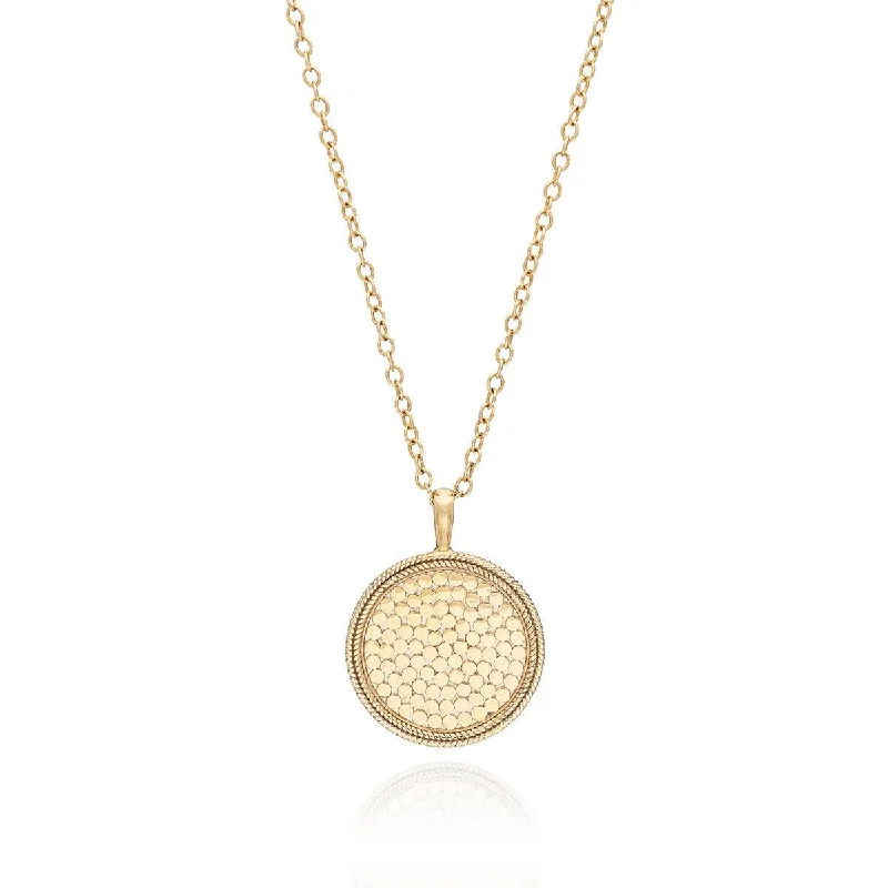 Ladies necklaces multi-chain-Anna Beck 18ct Gold Vermeil Classic Large Medallion Necklace