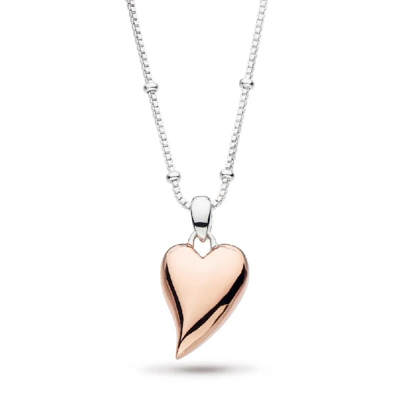 Ladies necklaces layered styles-Kit Heath Desire Cherish 18ct Rose Gold Heart and Bobble Chain 18" Necklace