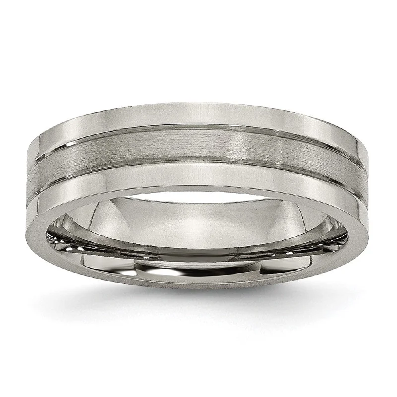 Ladies rings 2025 trends-Titanium, 6mm Dual Finish Flat Unisex Comfort Fit Band