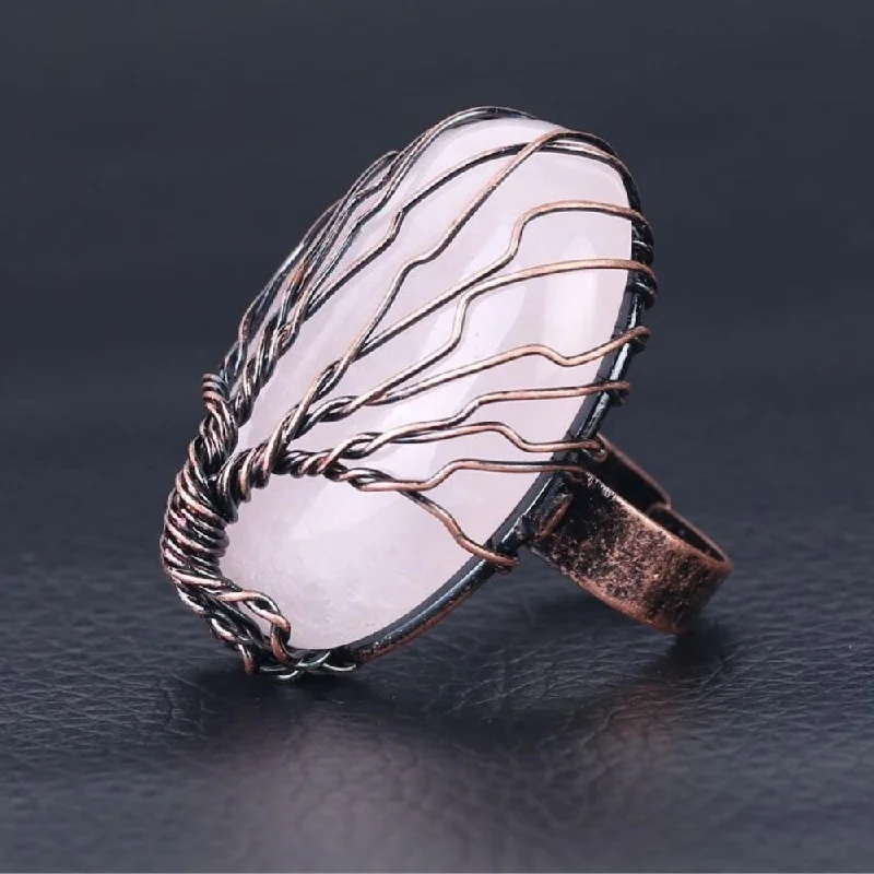 Ladies rings viral picks-Artisanal Stone Tree Ring