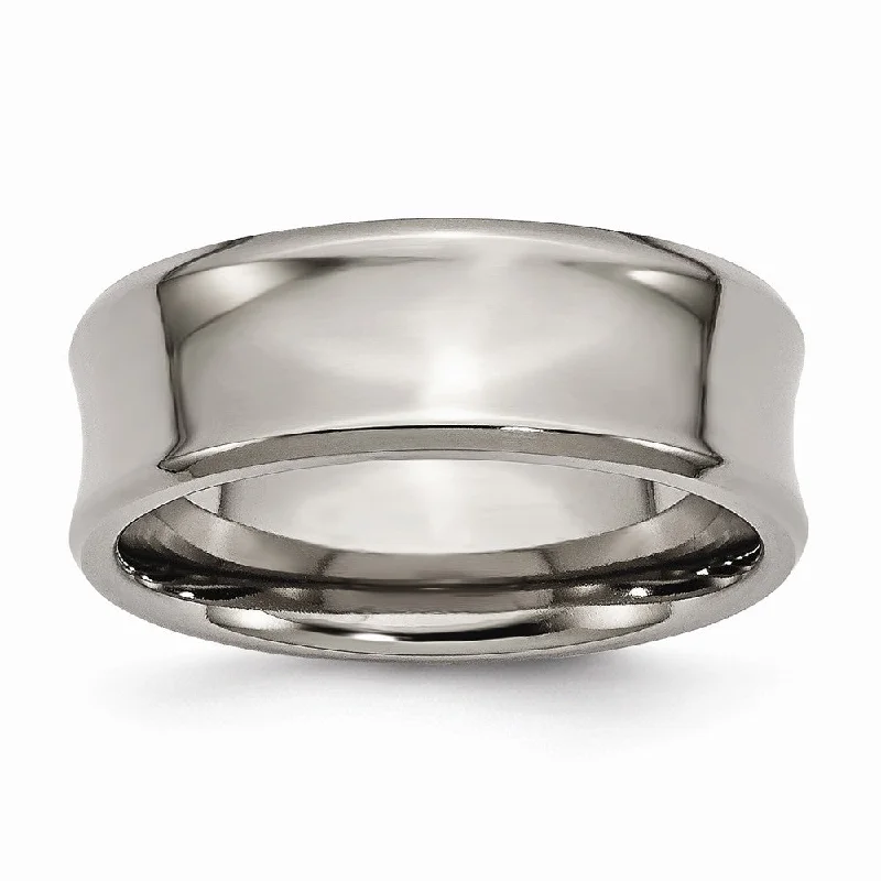 Ladies rings investment value-Titanium, 8mm Concave and Beveled Edge Band